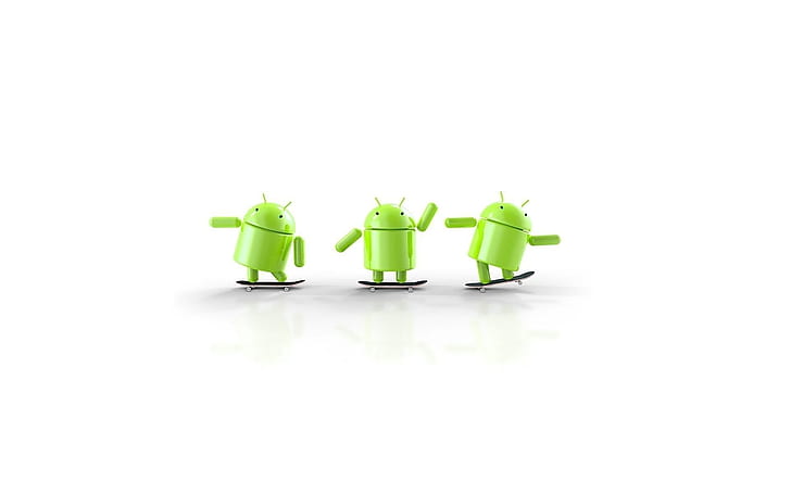 Android Skateboarding, funny, background, green, android logo