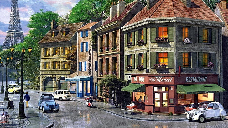 HD wallpaper: metropolis, europe, france, paris, art, painting, window,  real estate | Wallpaper Flare