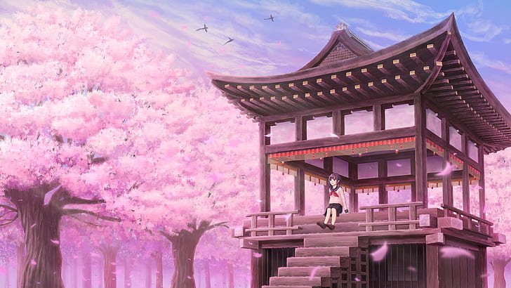 1280x800px | free download | HD wallpaper: Anime, Original, Cherry Tree,  Girl, Sakura | Wallpaper Flare