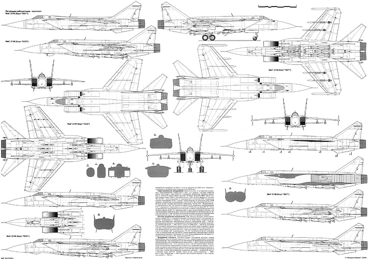airplane, blueprint, drawing, fighter, jet, mig, military, russian, HD wallpaper