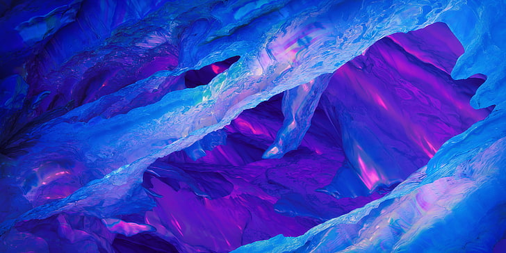 blue and pink digital wallpaper, ice, purple, oneplus5, digital art, HD wallpaper