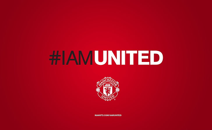 IAMUNITED, red background with I am United text overlay, Sports, HD wallpaper