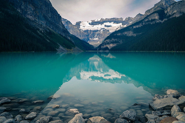 body of water, lake, Banff National Park, Alberta, Canada, mountains, HD wallpaper