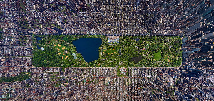 Google map application, aerial view, New York City, cityscape, HD wallpaper