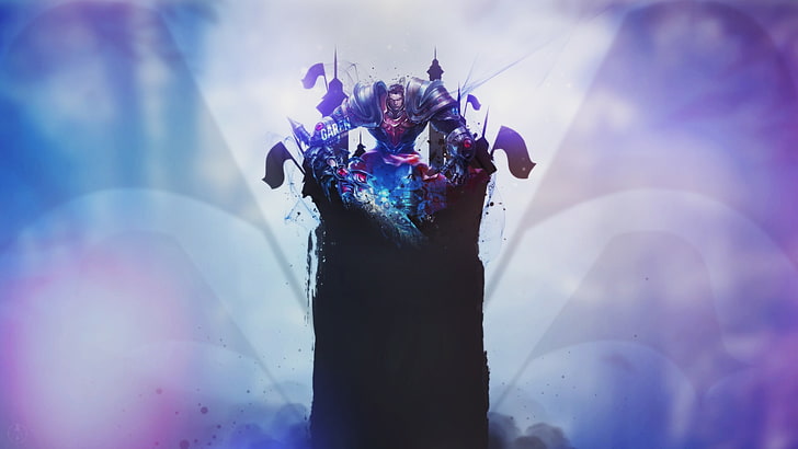 man in purple armor wallpaper, League of Legends, Garen (League of Legends), HD wallpaper