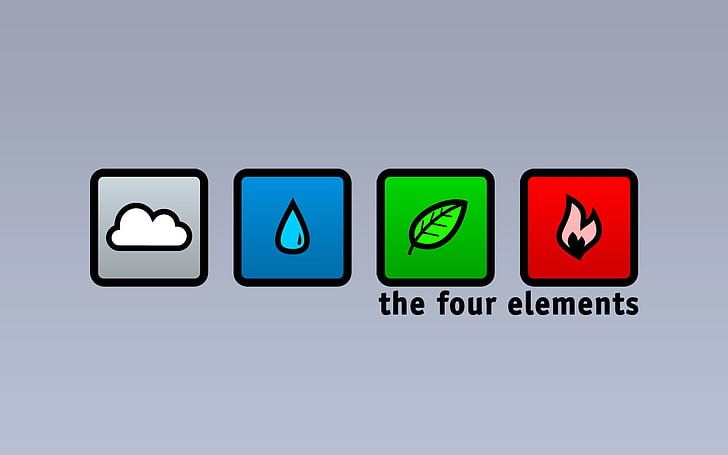 four elements, minimalism, graphic design, communication, green color, HD wallpaper