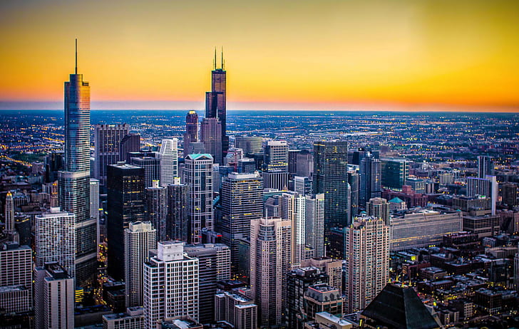 Illinois, Chicago City, the city, the height of skyscrapers, HD wallpaper
