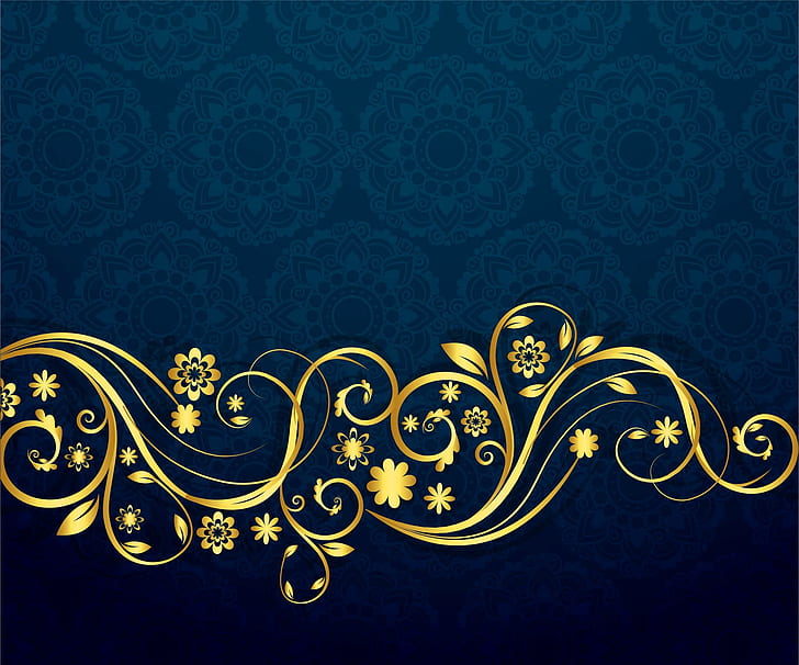 pattern, texture, ornament, blue background, HD wallpaper