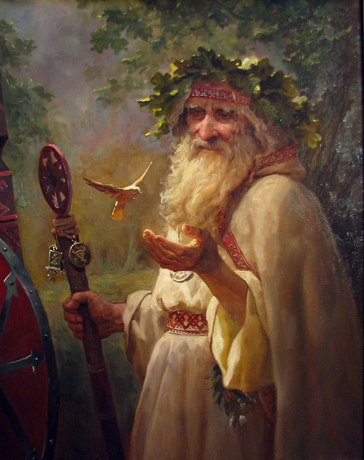bearded man painting, saint, Merlin, wizard, religion, belief