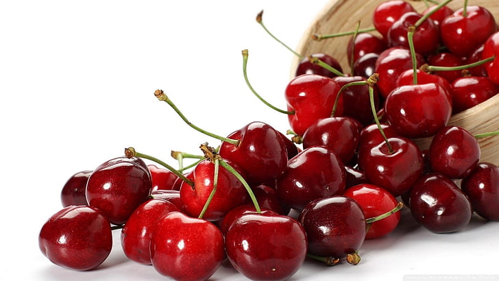 red cherries, food, fruit, closeup, cherries (food), food and drink, HD wallpaper