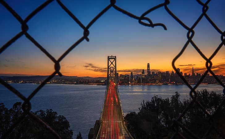 San Francisco, California, USA, Oakland Bay Bridge, skyscraper, HD wallpaper