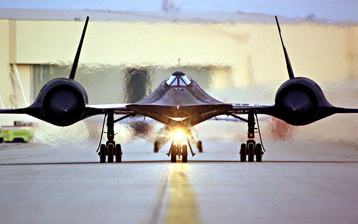 black jet fighter, Lockheed SR-71 Blackbird, airplane, military