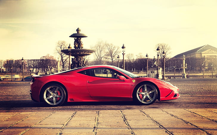Ferrari 458 Speciale red supercar side view