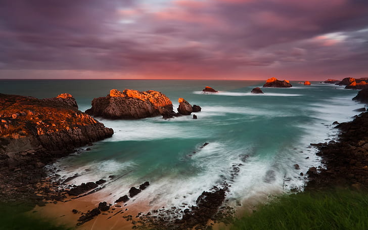 Spain Cantabria sunset, HD wallpaper