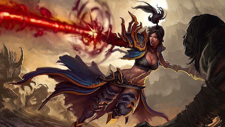 woman hero character digital wallpaper, Diablo III, Wizard (Diablo)