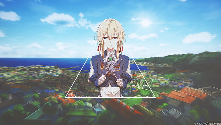 anime, anime girls, picture-in-picture, Violet Evergarden, Gilbert Bougainvillea