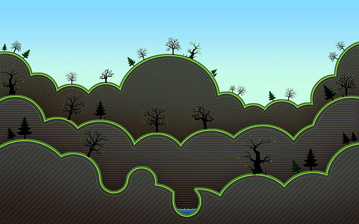 deep forest, animations, trees, pine trees