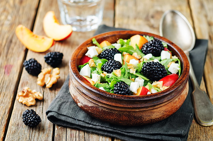 salad, food, berries, fruit, food and drink, healthy eating, HD wallpaper