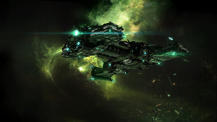 black and green battleship illustration, Starcraft II, StarCraft II : Heart Of The Swarm