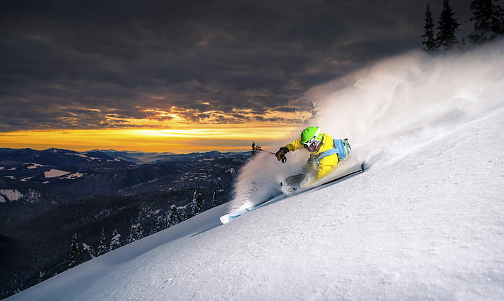 gray ski board, sport , skiing, snow, cold temperature, sky, winter, HD wallpaper