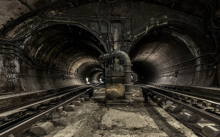 black and gray car engine, underground, tunnel, rail transportation