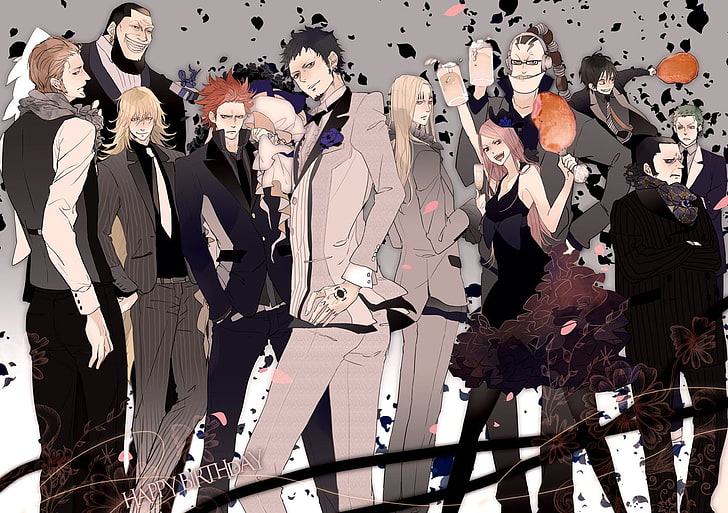 Anime, One Piece, Basil Hawkins, Beard, Black Dress, Black Hair