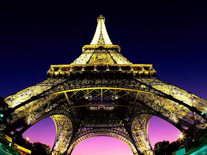 Eiffel Tower, Paris, lights, architecture, cityscape, France, HD wallpaper