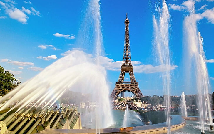 Paris, Eiffel Tower, France, water, HD wallpaper