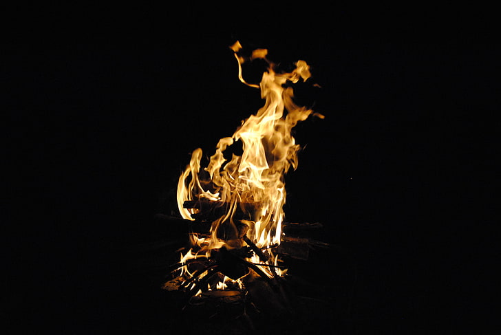 fire, night, wood, burning, flame, fire - natural phenomenon