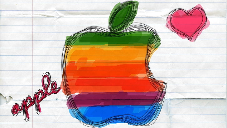 green and red glass vase, Apple Inc., logo, multi colored, no people, HD wallpaper