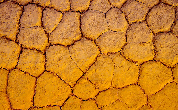 Cracked Earth, brown cracked soil, Elements, Yellow, Desert, Dirt, HD wallpaper