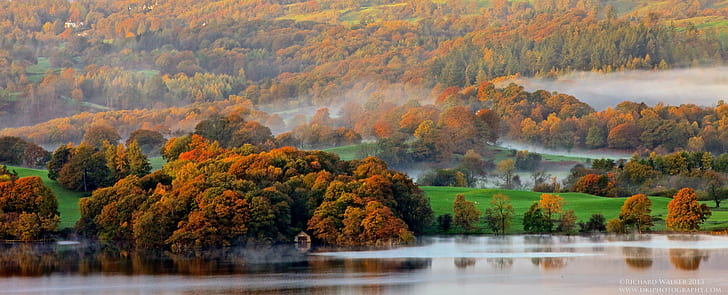 panoramic photography of trees near body water, Windermere, Boat House, HD wallpaper