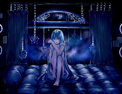 HD wallpaper: woman anime character wallpaper, night, the city, lights,  window | Wallpaper Flare