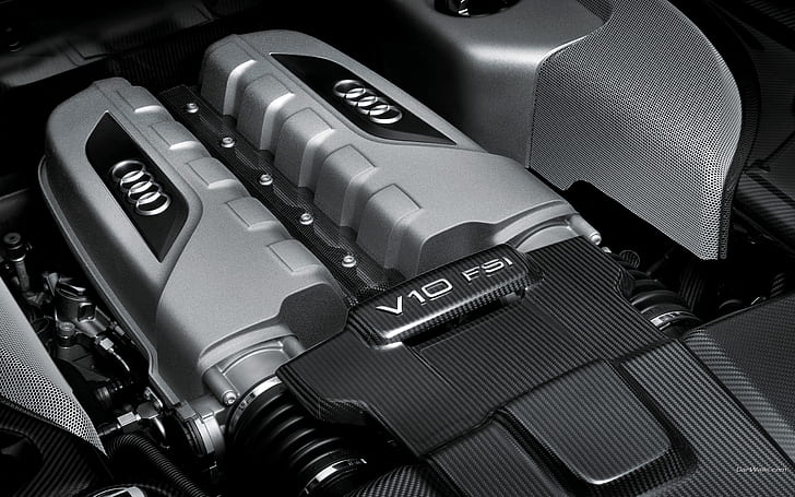 Audi R8 Engine V-10 Carbon Fiber HD, cars, HD wallpaper