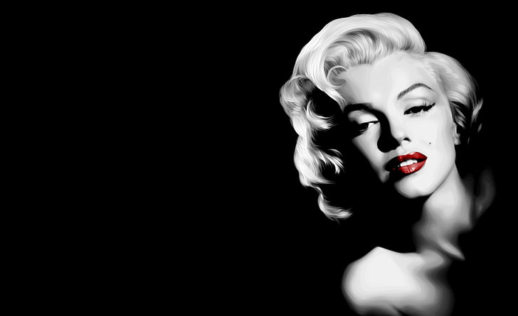 Monroe, Marilyn Monroe grayscale wallpaper, Black and White, Painting