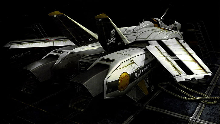 white space ship scale model, Robotech, anime, Macross Frontier, HD wallpaper