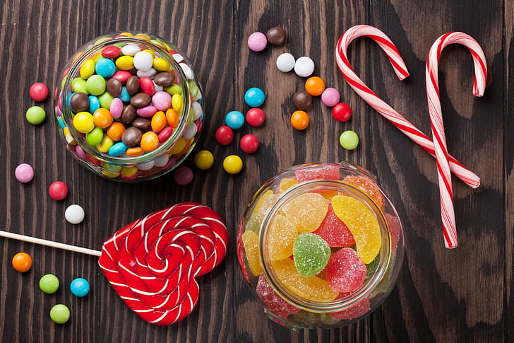 colorful, candy, sweets, lollipops, marmalade, jelly, HD wallpaper