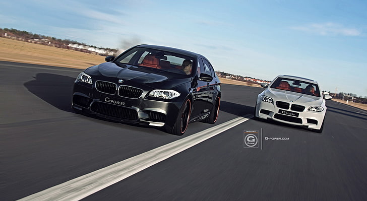 G-POWER M5, black BMW F10 sedan, Cars, motor vehicle, mode of transportation, HD wallpaper