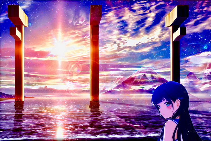 Anime, Nagi no Asukara, Miuna Shiodome, Sunset, HD wallpaper