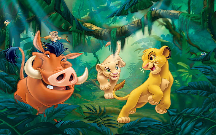Cartoons Disney The Lion King Simba Nala Timon And Pumba Photo Wallpaper Hd 3560×1600
