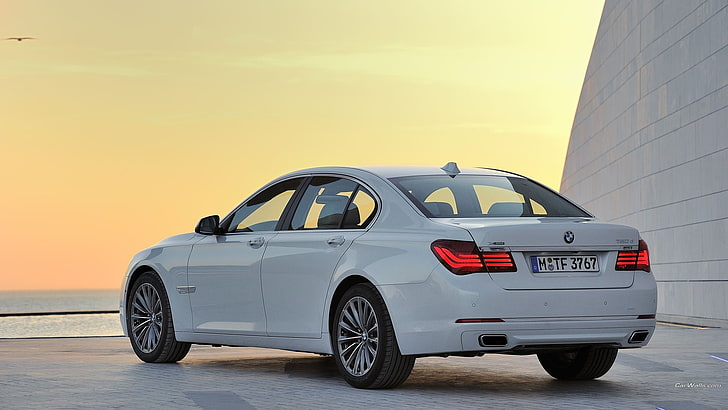 gray 5-door hatchback, BMW 7, car, white cars, vehicle, mode of transportation, HD wallpaper