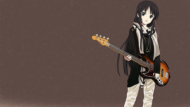 K-ON!, Akiyama Mio, anime girls, guitar, music, musical instrument