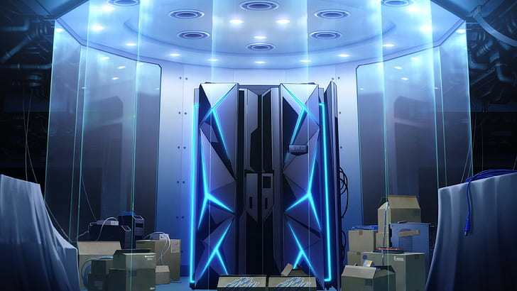 3840x2160 px Boxes Futuristic glass IBM Mainframe Server Sword Art Online Vents Waifu2x Wires Anime Full Metal Alchemist HD Art