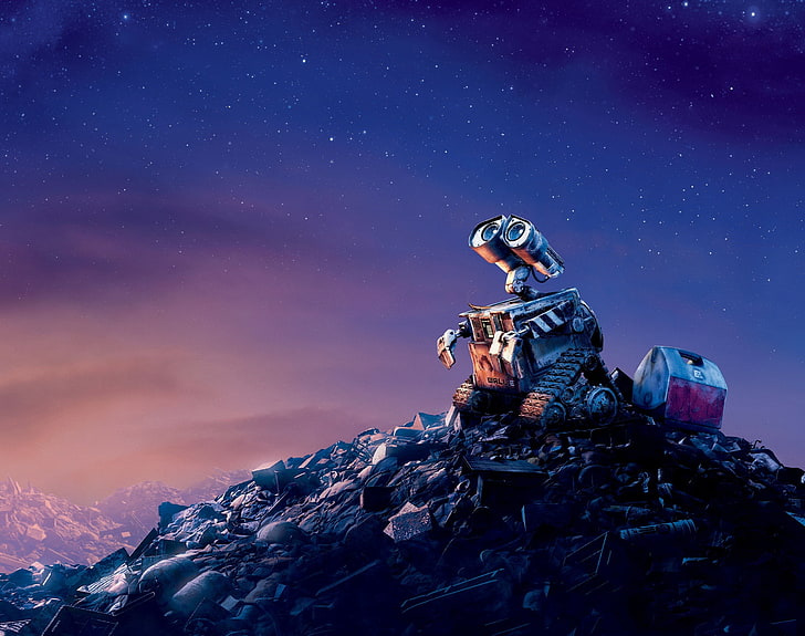 Wall-E, Disney Pixar WALL-E wallpaper, Cartoons, WallE, sky, mountain, HD wallpaper