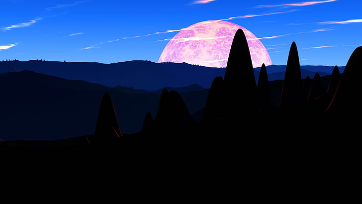 HD wallpaper: fantasy art, fantasy landscape, silhouette, full moon, 8k uhd  | Wallpaper Flare