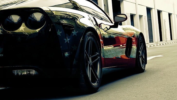 black sport coupe, car, USA, Corvette, Chevrolet Corvette, mode of transportation