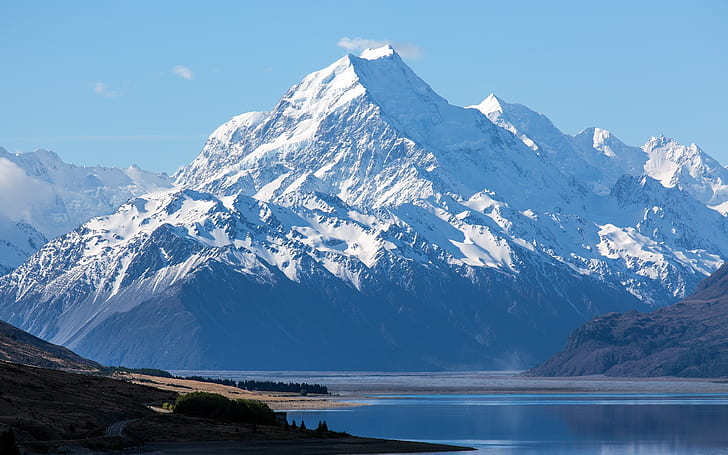 New Zealand, Mount Cook, Aoraki National Park, blue sky, HD wallpaper