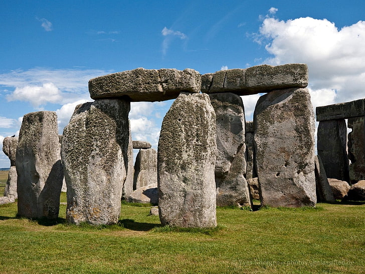 Stonehenge England, stonehendge, stones, grass, sky, cloud - sky