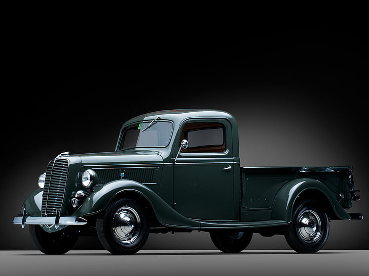 1937, deluxe, ford, pickup, retro, truck, v 8, HD wallpaper