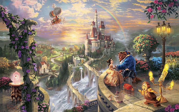 HD wallpaper: Beauty and the Beast Disney Castle Rainbow HD,  digital/artwork | Wallpaper Flare